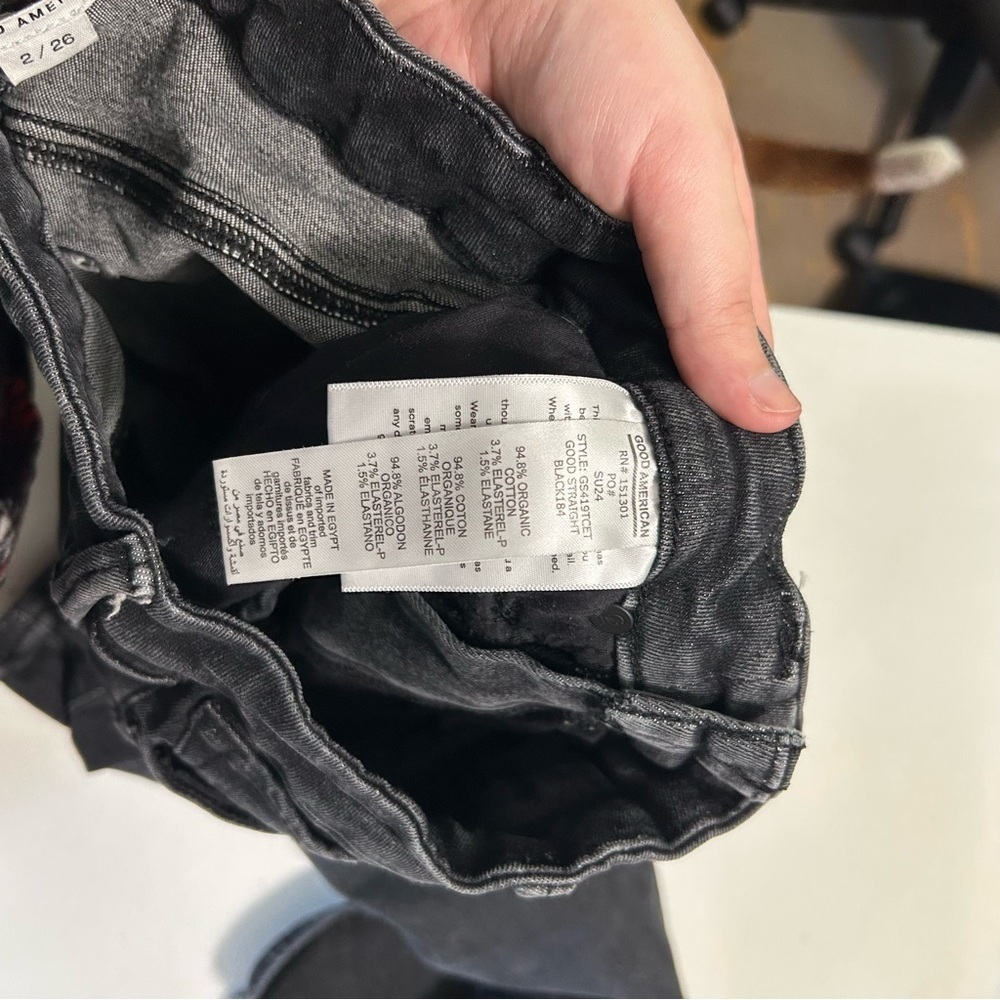 Good American Good Legs Straight Jeans Black 184 Size 2 26 Inches H - Picture 5 of 8